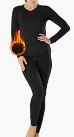 Photo 1 of 3XL MANCYFIT Womens Thermal Underwear Long Johns Set with Fleece Lined Ultra Soft V Neck
