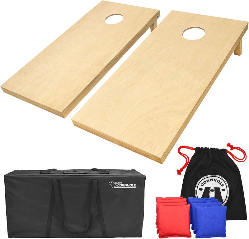 Photo 1 of GoSports Solid Wood Premium Cornhole Set - Choose Between 4feet x 2feet or 3feet x 2feet Game Boards, Includes Set of 8 Corn Hole Toss Bags
