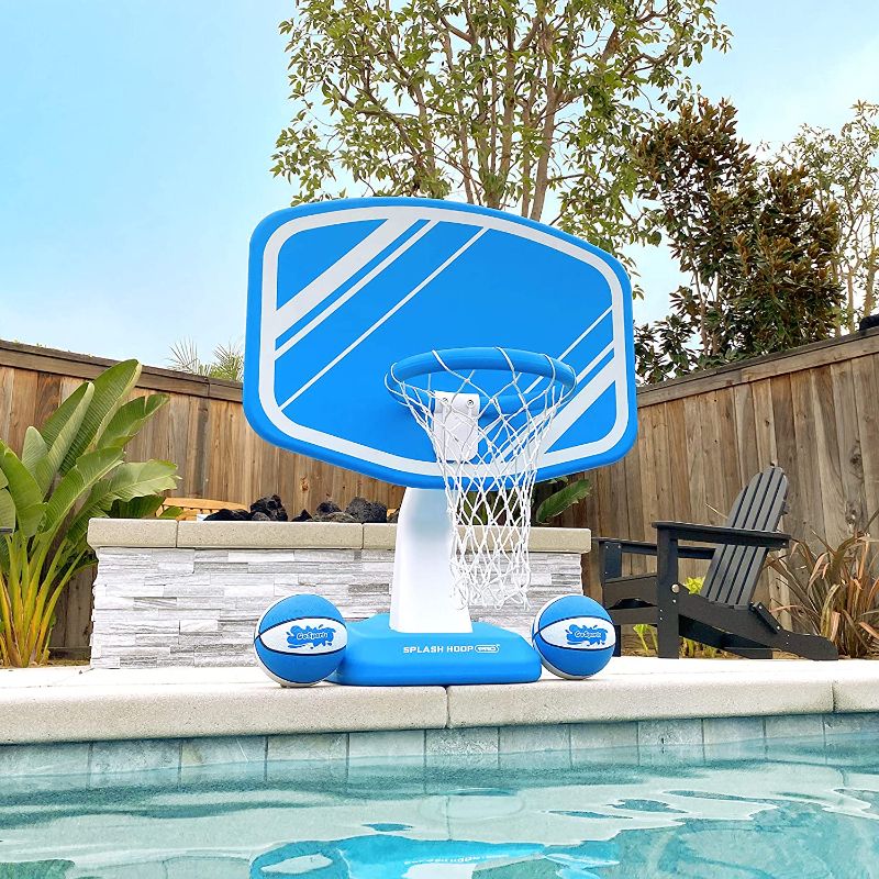 Photo 1 of GoSports Splash Hoop Swimming Pool Basketball Game, Includes Poolside Water Basketball Hoop, 2 Balls and Pump