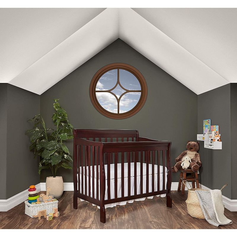 Photo 1 of Dream On Me Aden 4-in-1 Convertible Mini Crib in Cherry, Greenguard Gold Certified
