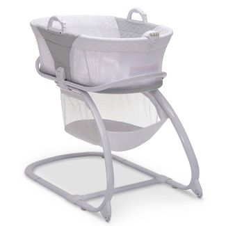 Photo 1 of Delta Children 2-in-1 Moses Basket Bedside Bassinet Sleeper with Portable Baby Crib with Wheels and Removable Moses Basket, Grey
