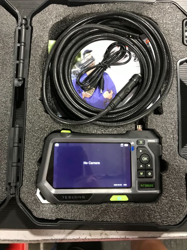 Photo 2 of Triple Lens Endoscope, Teslong NTS500 Industrial Borescope Inspection Camera with 5inch 720P HD Screen, Automotive Snake Scope Camera Probe with Light, Home Waterproof Sewer Fiber Optic Camera
