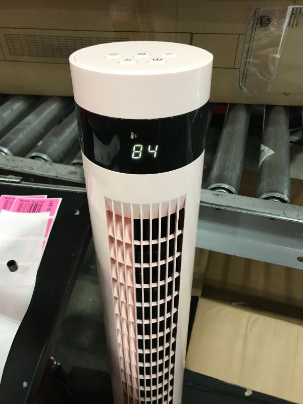 Photo 1 of Antarctic Star Tower Fan Portable Electric Oscillating Fan Quiet Cooling Remote Control Standing Bladeless Floor Fans 3 Speeds Wind Modes Timer Bedroom Office(36 inch, Pink)
