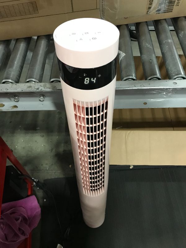 Photo 1 of Antarctic Star Tower Fan Portable Electric Oscillating Fan Quiet Cooling Remote Control Standing Bladeless Floor Fans 3 Speeds Wind Modes Timer Bedroom Office(36 inch, Pink)
