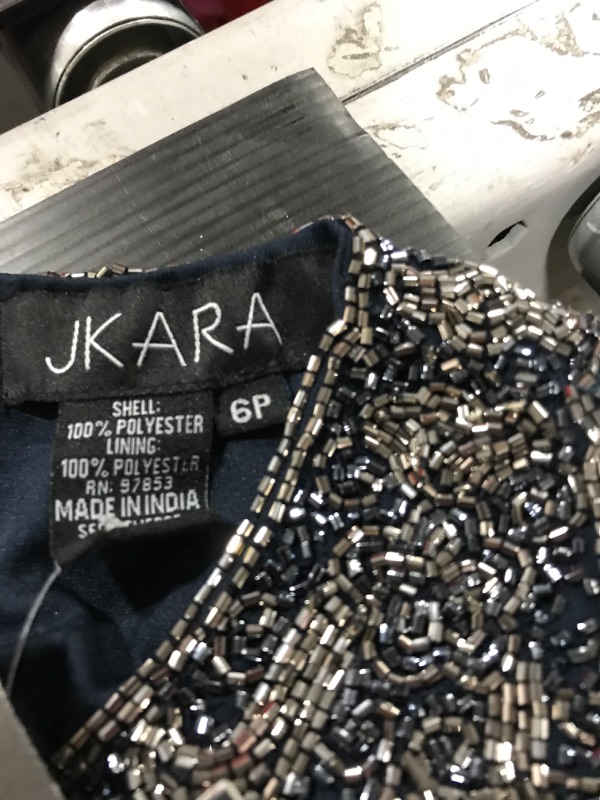 Photo 4 of J Kara Women's Long Beaded V Trim Detail Dress with Scarf SIZE 6P