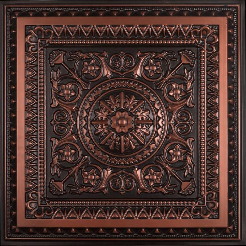 Photo 1 of 
La Scala 2 Ft. X 2 Ft. PVC Lay-in or Glue-up Ceiling Tile in Antique Copper (Pack of 7)