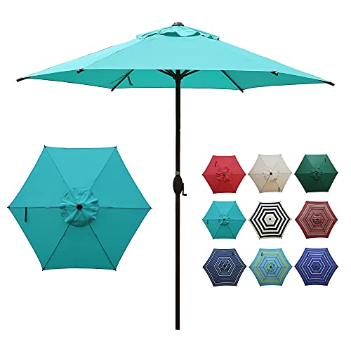 Photo 1 of Abba Patio 9ft Patio Umbrella Outdoor Umbrella Patio Market Table Umbrella with Push Button Tilt and Crank for Garden, Lawn, Deck, Backyard & Pool, Tu