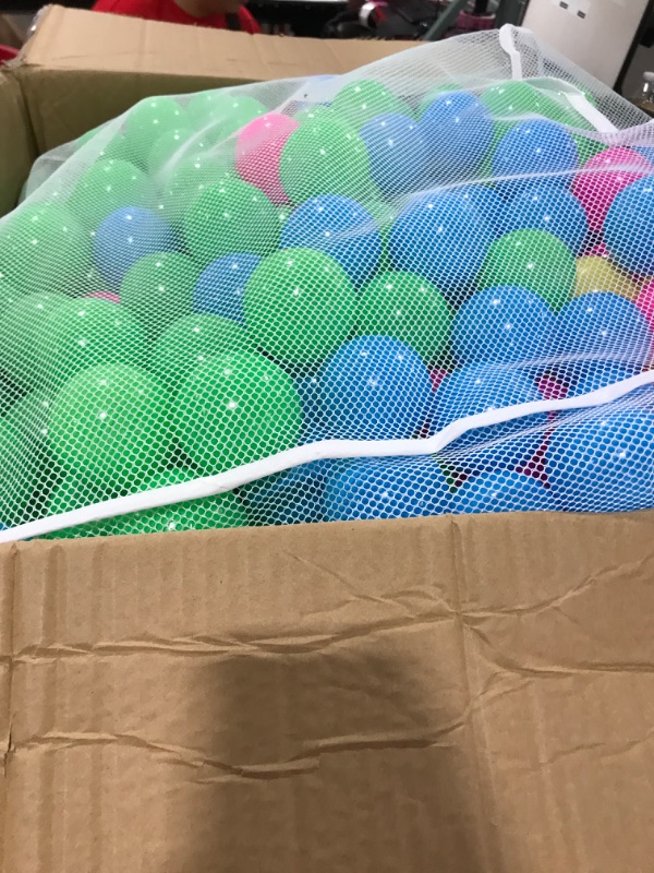 Photo 2 of Amazon Basics BPA Free Plastic Ball Pit Balls with Storage Bag, 1,000 Ct (2.3” Diameter), Bright Colors