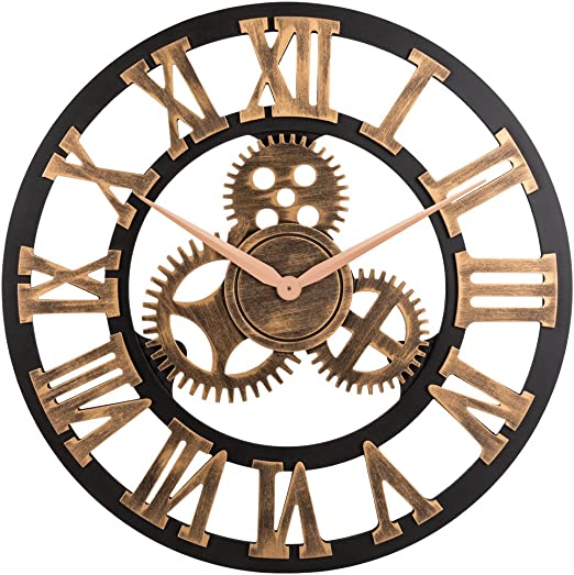 Photo 1 of 28" Industrial Steampunk Vintage Retro Home Decor Wall Clock (28 inches, Roman-Anti-Bronze) *Note: Decorative Gears DO NOT Move*   ****MISING A HAND ***