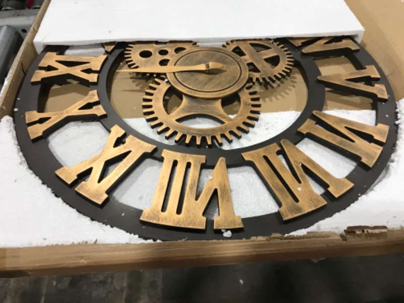 Photo 2 of 28" Industrial Steampunk Vintage Retro Home Decor Wall Clock (28 inches, Roman-Anti-Bronze) *Note: Decorative Gears DO NOT Move*   ****MISING A HAND ***