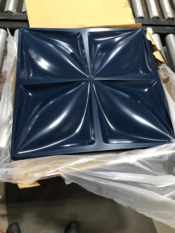 Photo 2 of 19.7 in. x 19.7 in. Maple Leaf Navy Blue Waterproof PVC 3D Wall Panels ( 12 in package)
