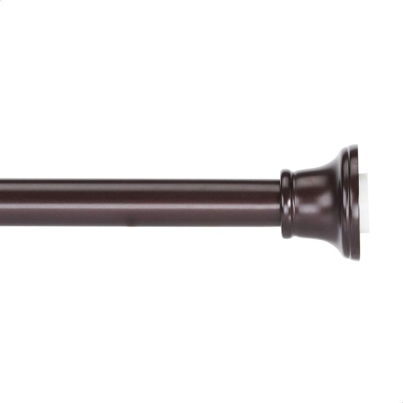 Photo 1 of Amazon Basics Tension Curtain Rod, Adjustable 36-62" Width - Bronze, Bell Finial
