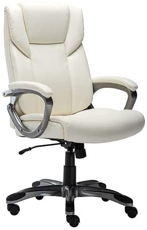 Photo 1 of Amazon Basics High-Back Bonded Leather Executive Office Computer Desk Chair - Cream
