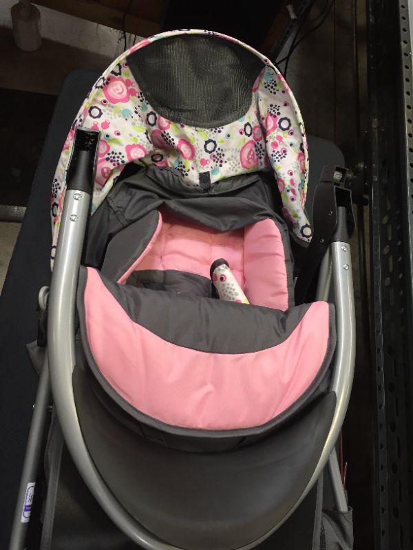 Photo 7 of Baby Trend EZ Ride Travel System Stroller, Pink 