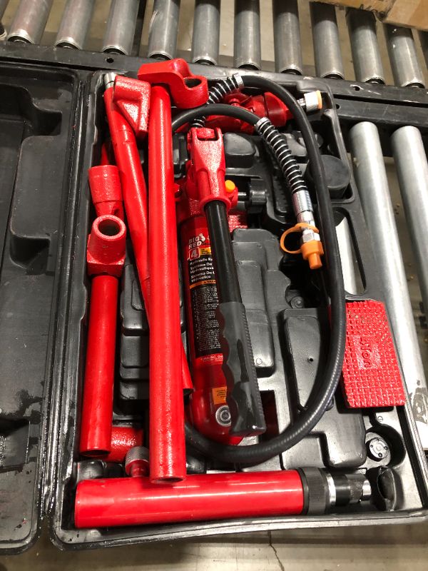 Photo 3 of BIG RED T70401S Torin Portable Hydraulic Ram: Auto Body Frame Repair Kit with Blow Mold Carrying Storage Case, 4 Ton (8,000 lb) Capacity, Red
