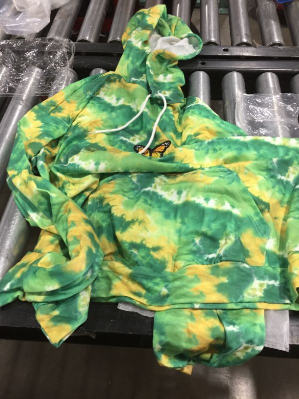 Photo 1 of Womens (M) Tie Dye Butterfly Patch Green Hoodie