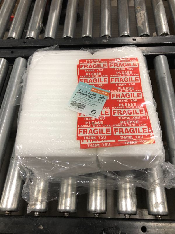 Photo 1 of 100-Pack 12" x 12" Foam Wrap Sheets Cushioning Foam, Moving and Packing Supplies, Fragile Stickers Included

