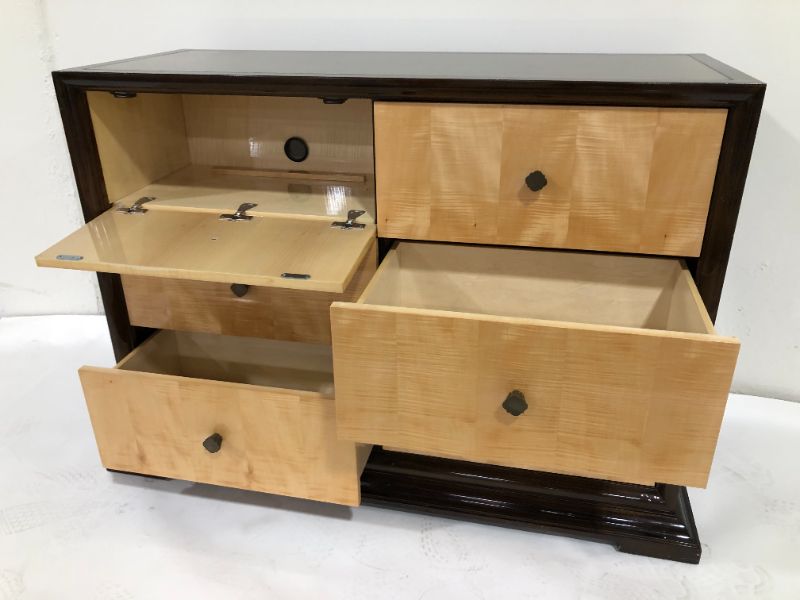 Photo 1 of 6 DRAWER ESPRESSO DRESSER WITH BAR REFLECTIVE GOLD TOP 48L X 19W X 36H INCHES