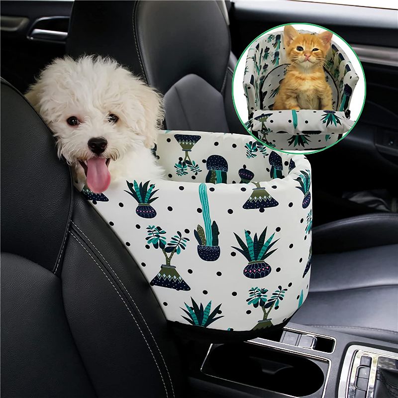 Photo 1 of Asondarne Armrest Dog Cat Car Seat, Center Console Small Dog Travel Booster Seat, Pet Puppy Cats Seats Waterproof Comfortable Removable with Tether (dog-1)
