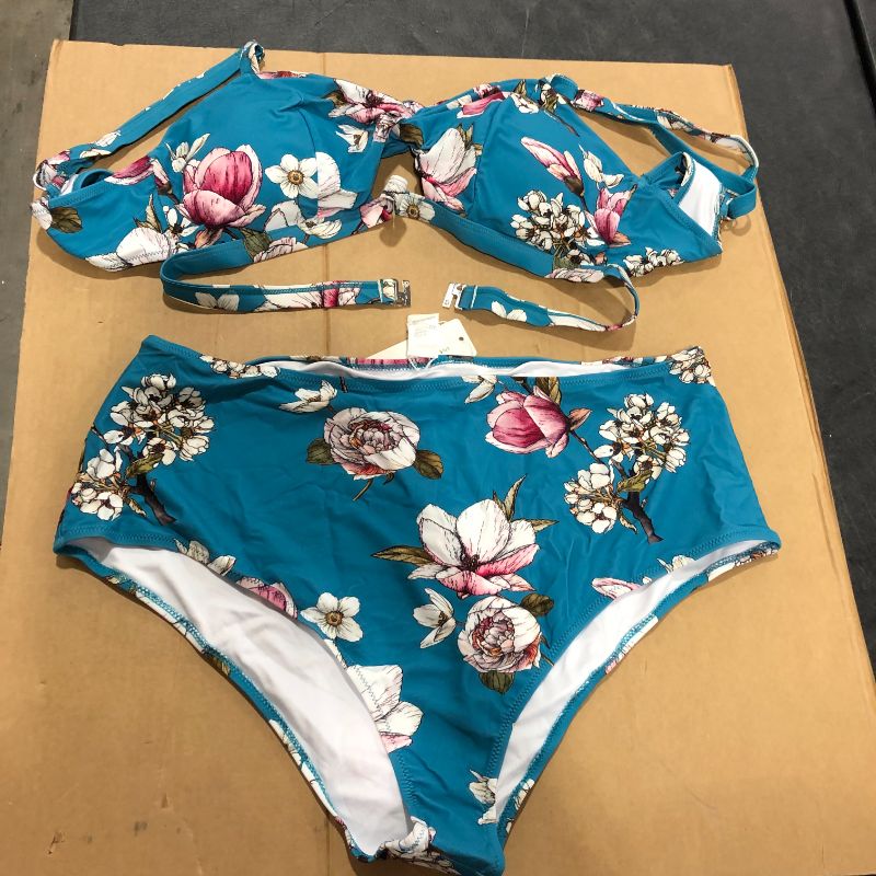 Photo 1 of blue floral plus size bikini 
3x