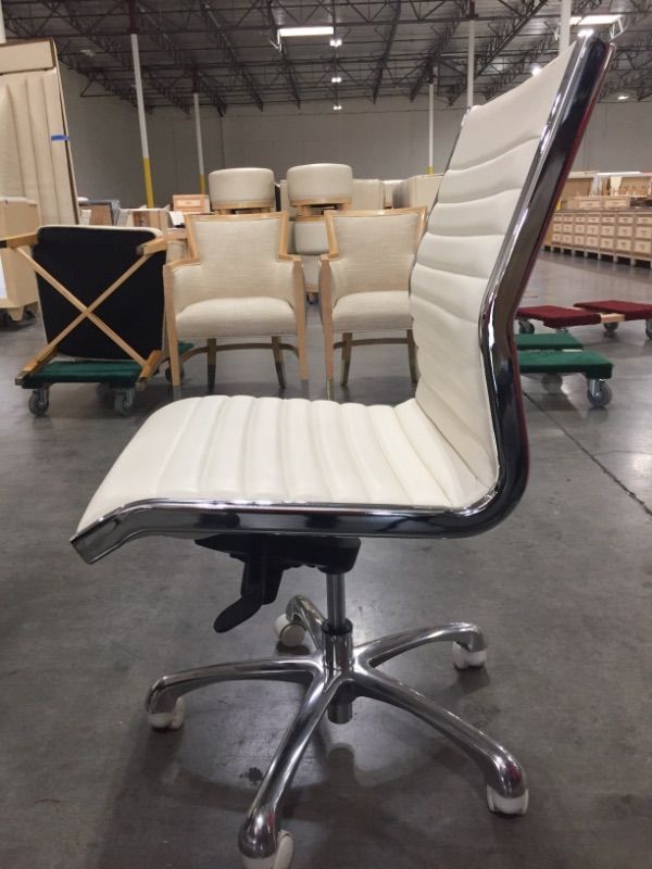 Photo 3 of CREME FAUX LEATHER OFFICE CHAIR 36H X 20W INCHES
