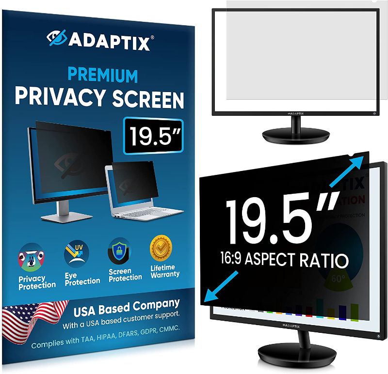 Photo 1 of Adaptix Monitor Privacy Screen 19.5” – Info Protection for Desktop Computer Security – Anti-Glare, Anti-Scratch, Blocks 96% UV – Matte or Gloss Finish Privacy Filter Protector