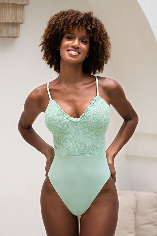 Photo 1 of Kelli Smocked Frill One Piece Swimsuit, XL