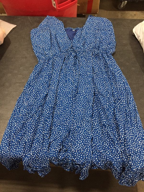 Photo 1 of Women's Blue Polka Dot Summer Dress, XL