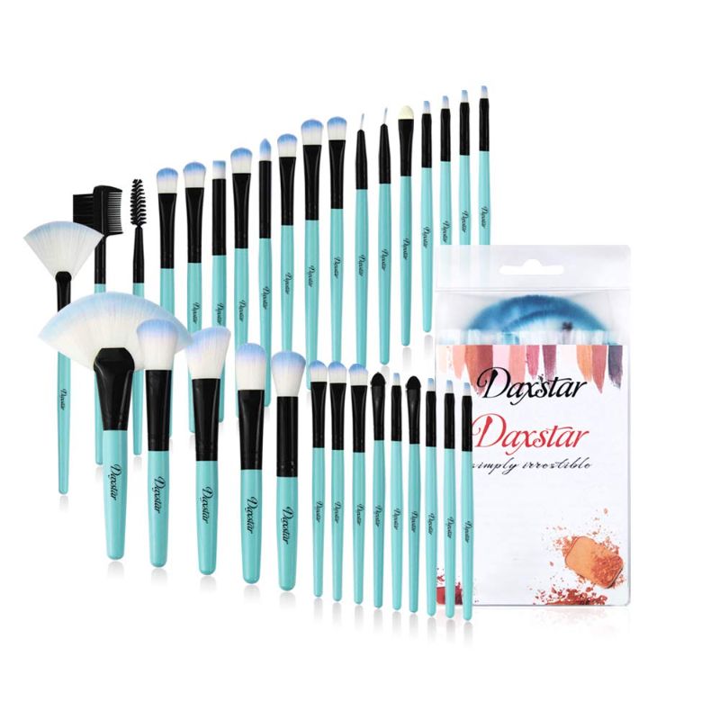 Photo 1 of Blue Makeup Brushes, 32Pcs Essential Eyeshadow Eyeliner Face Powder Cream Liquid Cosmetic Brushes Kits with Cruelty-Free Synthetic Fiber Bristles