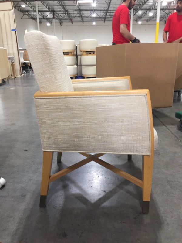 Photo 1 of LIGHT CREME CANVAS FABRIC ARMCHAIR 37H INCHES