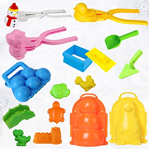 Photo 1 of SupAI 16 Pcs Snowball Maker Winter Snow Toys Kit with Handle for Snow Ball Shapes Maker with Snowball Molds, Fights Duck Molds, Snowball Fights Slingshot, Winter Outdoor Toys for Kids Toddlers Adults
