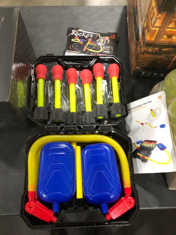 Photo 2 of Toy Rocket Launcher for Kids – Carrying Case – 6 Colorful Foam Rockets and Sturdy Launcher Stand, Stomp Launch Pad - Outdoor Toy - Birthday Easter Gift Toys for Boys and Girls Age 3+ Years Old
