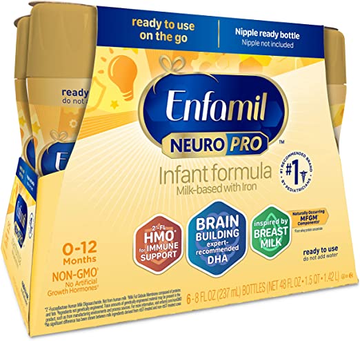 Photo 1 of Enfamil NeuroPro Ready-to-Use Baby Formula, Ready to Feed, Brain and Immune Support with DHA, Iron and Prebiotics, Non-GMO, 8 Fl Oz Bottles, 6 count
BB NOV 2022 