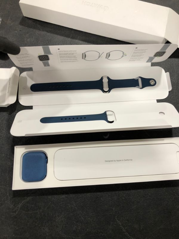 Photo 2 of Apple Watch Series 7 [GPS 45mm] Smart Watch w/ Blue Aluminum Case with Abyss Blue Sport Band. Fitness Tracker, Blood Oxygen & ECG Apps, Always-On Retina Display, Water Resistant
