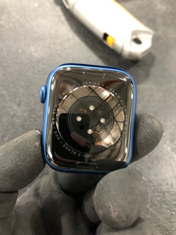 Photo 4 of Apple Watch Series 7 [GPS 45mm] Smart Watch w/ Blue Aluminum Case with Abyss Blue Sport Band. Fitness Tracker, Blood Oxygen & ECG Apps, Always-On Retina Display, Water Resistant
