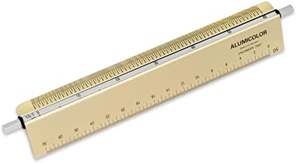 Photo 1 of Alumicolor Select-a-Scale Engineer Drafting Tool w/Rotating Calibration Rod (6IN, Gold)
