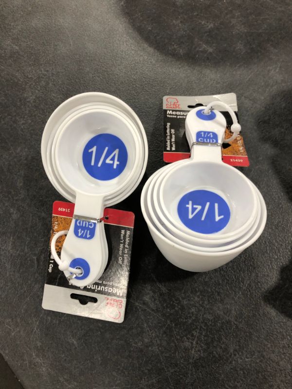 Photo 2 of 2 PACK! Chef Craft Select Plastic Measuring Cups, 1/4, 1/3, 1/2, and 1 cup, White and Blue
