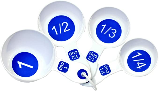 Photo 1 of 2 PACK! Chef Craft Select Plastic Measuring Cups, 1/4, 1/3, 1/2, and 1 cup, White and Blue
