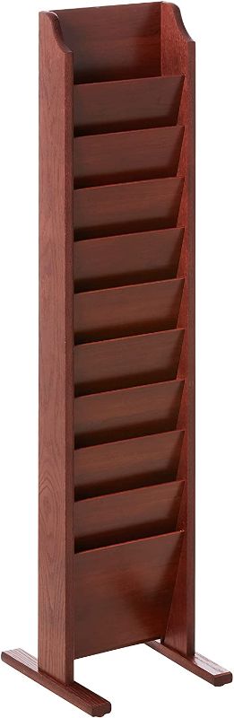 Photo 1 of Wooden Mallet 10-Pocket Cascade Free-Standing Magazine Rack, Mahogany