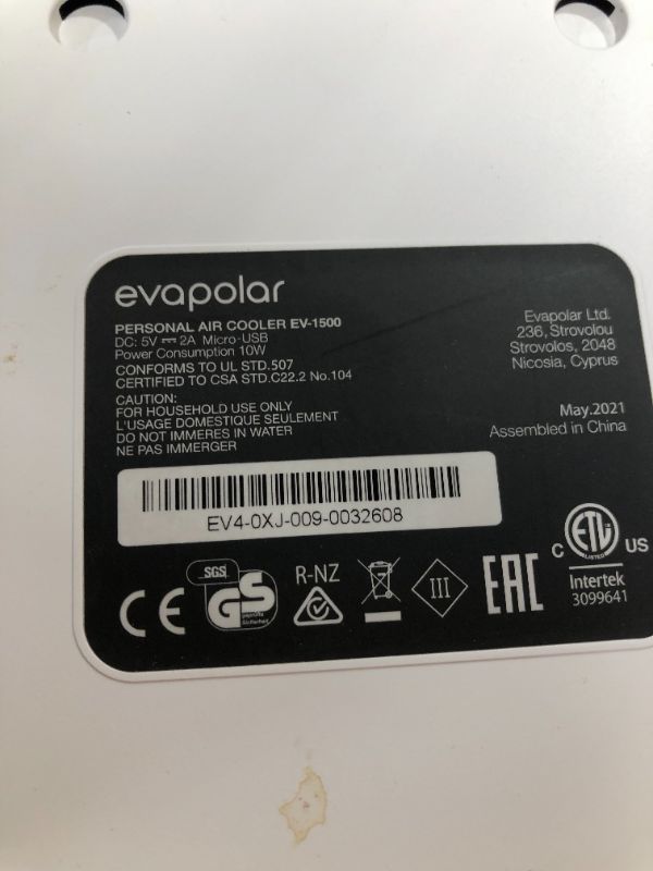 Photo 4 of Evapolar EvaLIGHT Plus EV-1500 Personal Evaporative Air Cooler and Humidifier/Portable Air Conditioner, White