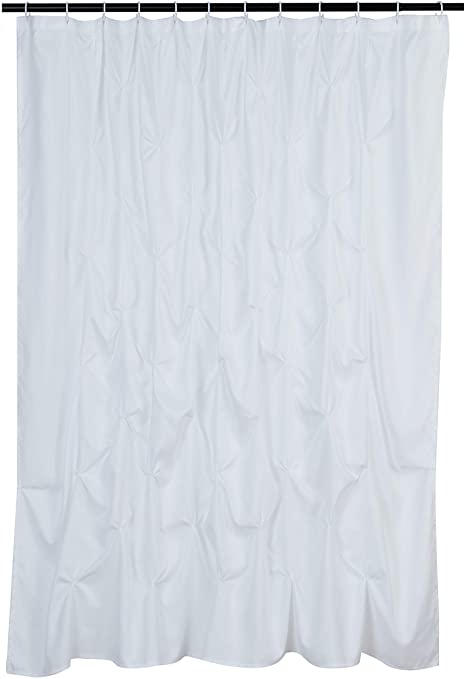 Photo 1 of Amazon Basics Pinched Pleat Bathroom Shower Curtain - White, 72 Inch