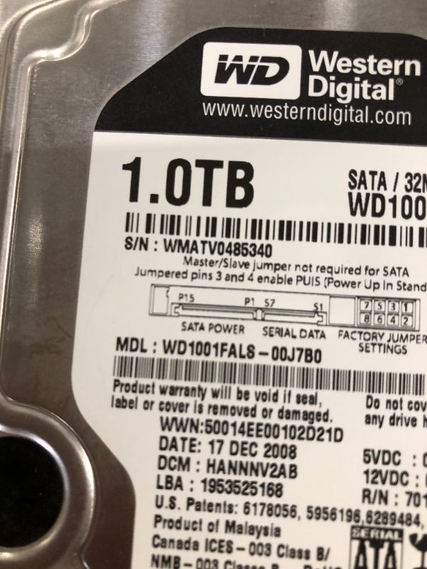 Photo 3 of Western Digital WD1001FALS-00K1B0 1TB DCM: HBNNHV2AB