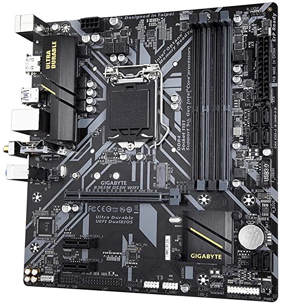 Photo 1 of GIGABYTE B365M DS3H WiFi-Y1 (LGA1151/Intel/Micro ATX/USB 3.1 Gen 1 (USB3.0) Type A/DDR4/Motherboard)