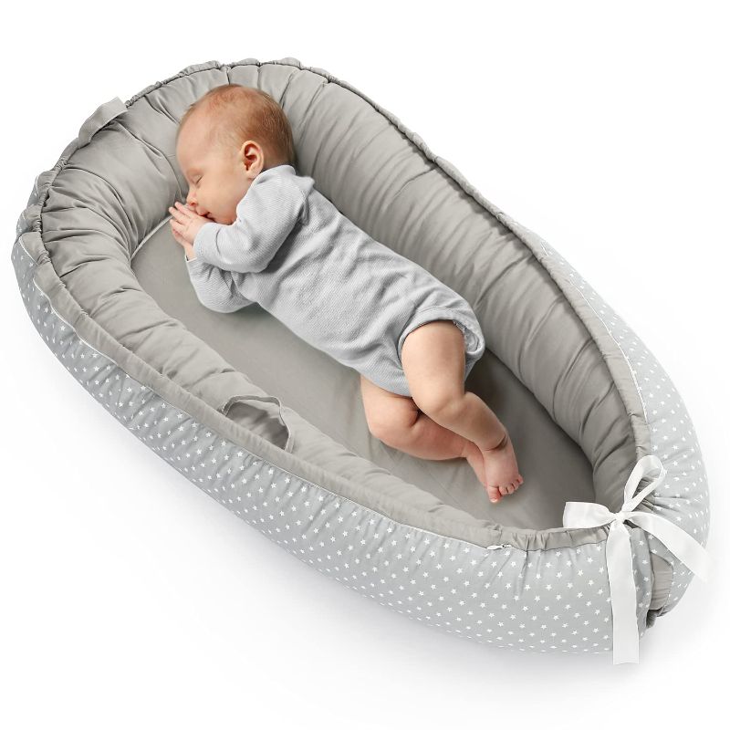 Photo 1 of ROCSMAC Baby Lounger,Baby Nest for Co Sleeping,Newborn Lounger Crib Bassinet,Snuggle Nest Dream Portable Infant Sleeper,Breathable & Hypoallergenic Portable Crib(Grey)