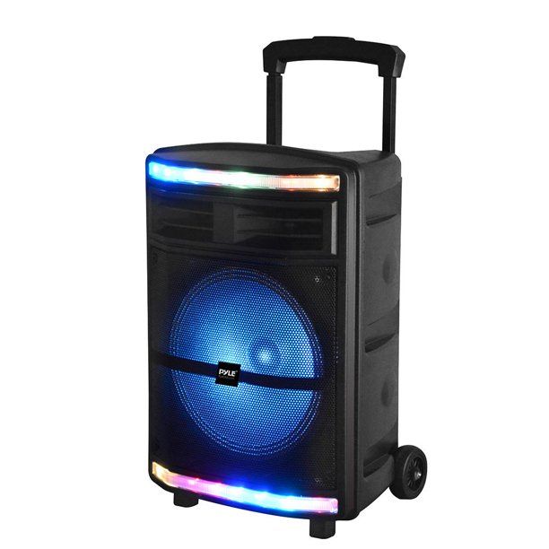 Photo 1 of Pyle PPHP1044B - PA Speaker System - Portable Indoor / Outdoor Loudspeaker with , Flashing Party Lights, MP3/USB/Micro SD Readers, FM Radio (10’’ Subwoofer, 600 Watt)
