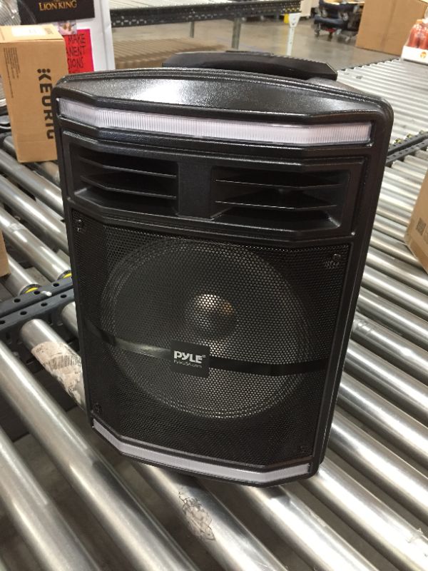 Photo 2 of Pyle PPHP1044B - PA Speaker System - Portable Indoor / Outdoor Loudspeaker with , Flashing Party Lights, MP3/USB/Micro SD Readers, FM Radio (10’’ Subwoofer, 600 Watt)
