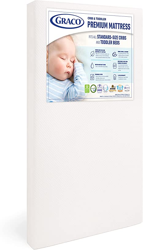 Photo 1 of Graco Premium Foam Crib & Toddler Mattress – 2021 Edition, GREENGUARD Gold and CertiPUR-US Certified, 100% Machine Washable, Breathable, Water-Resistant Cover, Recommended Firmness for Infants