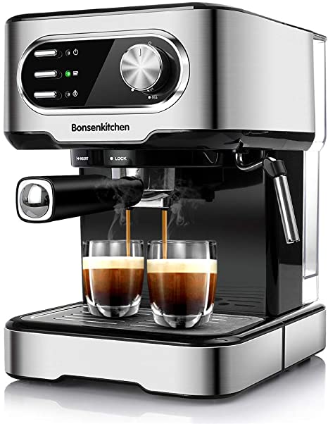 Photo 1 of Espresso Machine 15 Bar Coffee Machine With Foaming Milk Frother Wand, 850W High Performance No-Leaking 1.5 Liters Removable Water Tank Coffee Maker For Espresso, Cappuccino, Latte, Machiato, For Home Barista