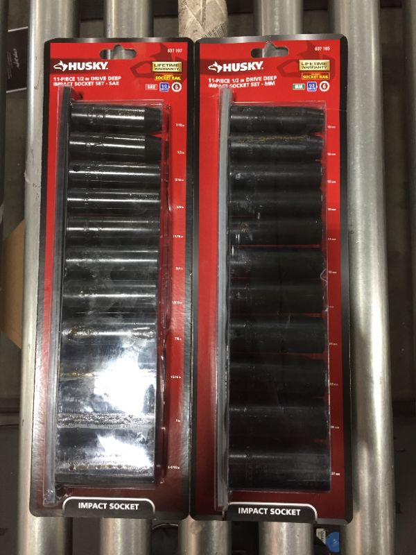 Photo 1 of 1/2 in. Drive Deep Metric Impact Socket Set (11-Piece) & 1/2 in. Drive Deep SAE Impact Socket Set (11-Piece)