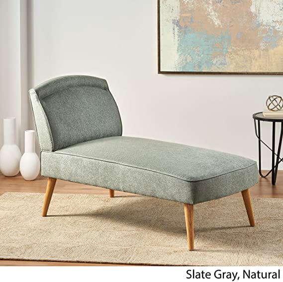 Photo 1 of Christopher Knight Home Carisia Mid-Century Modern Fabric Chaise Lounge, Slate Grey / Natural
